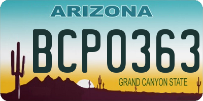 AZ license plate BCP0363