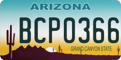 AZ license plate BCP0366