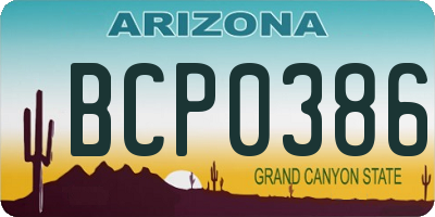 AZ license plate BCP0386