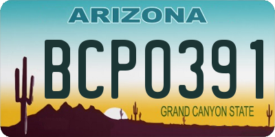 AZ license plate BCP0391