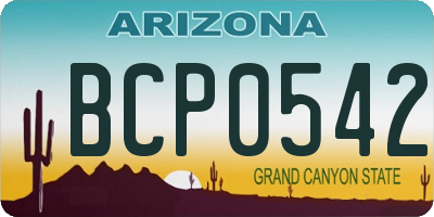 AZ license plate BCP0542