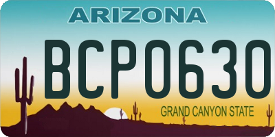 AZ license plate BCP0630