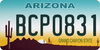 AZ license plate BCP0831