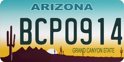 AZ license plate BCP0914