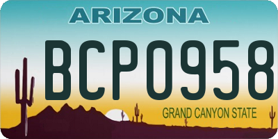 AZ license plate BCP0958