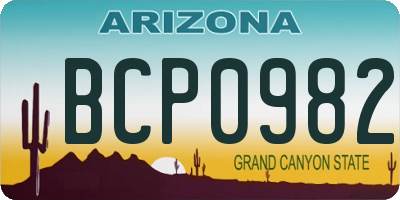 AZ license plate BCP0982