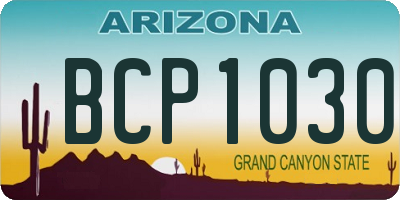 AZ license plate BCP1030