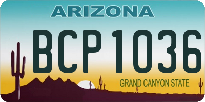 AZ license plate BCP1036