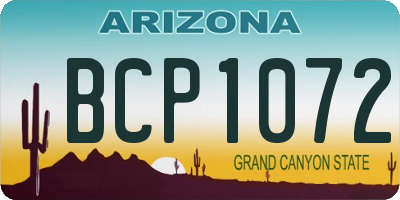 AZ license plate BCP1072