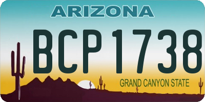 AZ license plate BCP1738