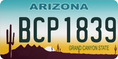 AZ license plate BCP1839