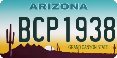 AZ license plate BCP1938