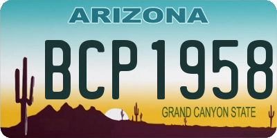 AZ license plate BCP1958