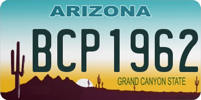 AZ license plate BCP1962