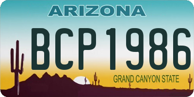 AZ license plate BCP1986