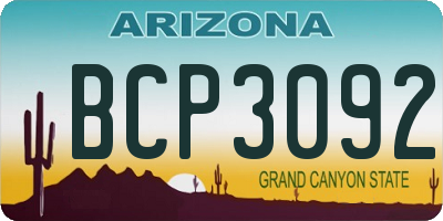 AZ license plate BCP3092