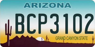 AZ license plate BCP3102