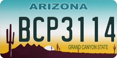 AZ license plate BCP3114