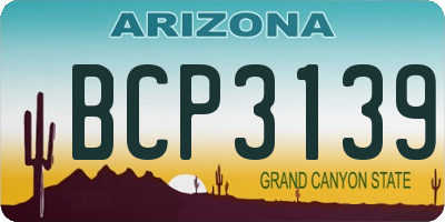 AZ license plate BCP3139