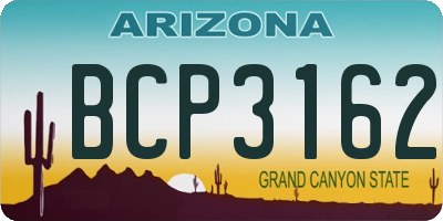 AZ license plate BCP3162