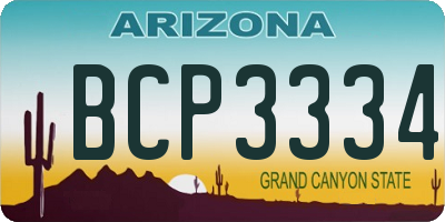 AZ license plate BCP3334