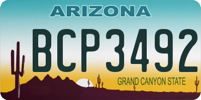 AZ license plate BCP3492