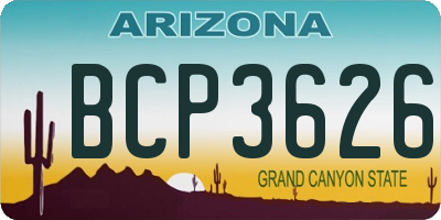 AZ license plate BCP3626