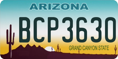 AZ license plate BCP3630