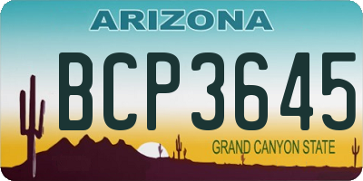 AZ license plate BCP3645