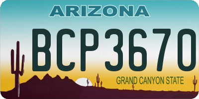 AZ license plate BCP3670