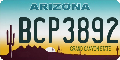 AZ license plate BCP3892