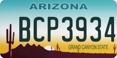 AZ license plate BCP3934