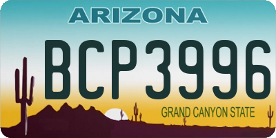 AZ license plate BCP3996