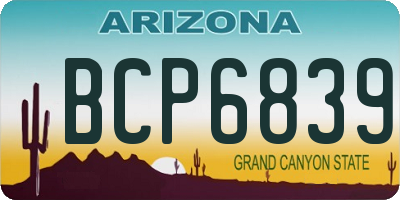 AZ license plate BCP6839