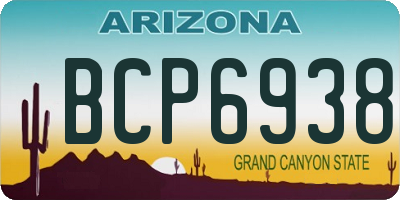 AZ license plate BCP6938