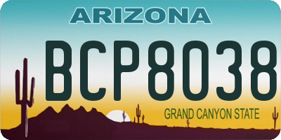 AZ license plate BCP8038