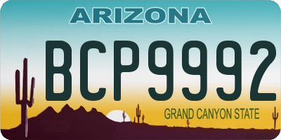 AZ license plate BCP9992