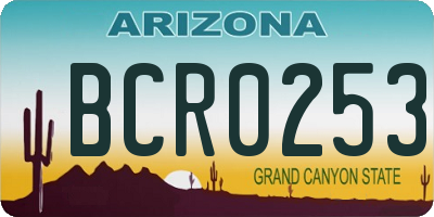 AZ license plate BCR0253