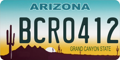 AZ license plate BCR0412