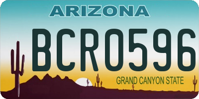 AZ license plate BCR0596