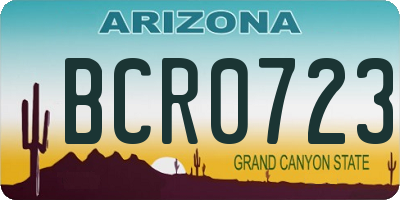 AZ license plate BCR0723