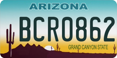 AZ license plate BCR0862