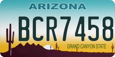 AZ license plate BCR7458