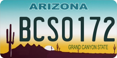 AZ license plate BCS0172