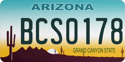 AZ license plate BCS0178