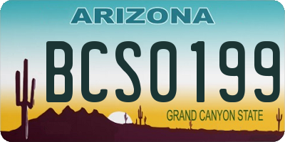 AZ license plate BCS0199