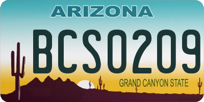 AZ license plate BCS0209