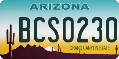 AZ license plate BCS0230