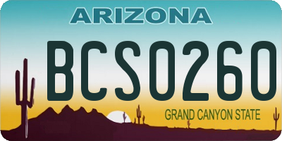 AZ license plate BCS0260