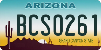 AZ license plate BCS0261